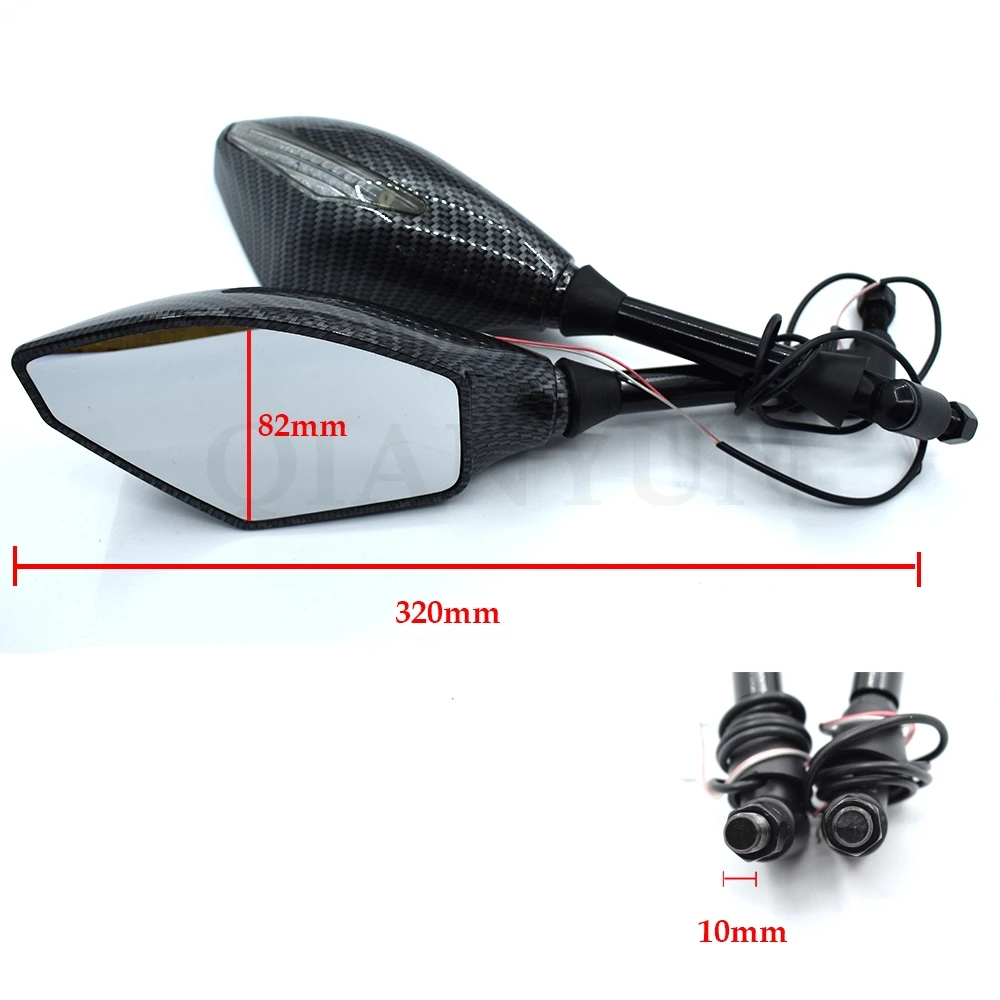 Универсальные мотоциклетные зеркала углеродное волокно светодиодный указатель