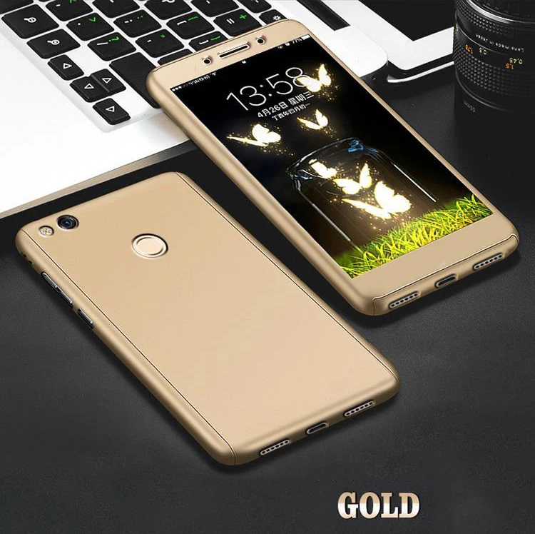 Golden Капа чехол для huawei P8 Lite Fundas 360 градусов Полная защита чехол для huawei Honor 8 Lite P9 Lite GR3 крышка+ стекло - Цвет: Golden