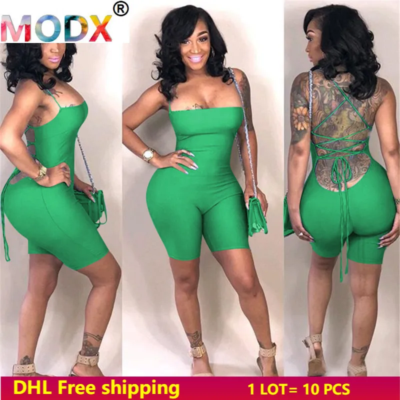 

Женские сексуальные комбинезоны размера плюс, летние облегающие комбинезоны с открытой спиной, однотонные комбинезоны, обтягивающие цельн...