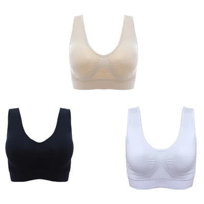 3pcs-skinblackwhite Дропшиппинг VIP 3 шт/лот бесшовные плюс размер бюстгальтеры для женщин без проволоки дышащее нижнее белье хлопок Пуш Ап Бюстгальтер с подушечками - Цвет: 3pcs-skinblackwhite