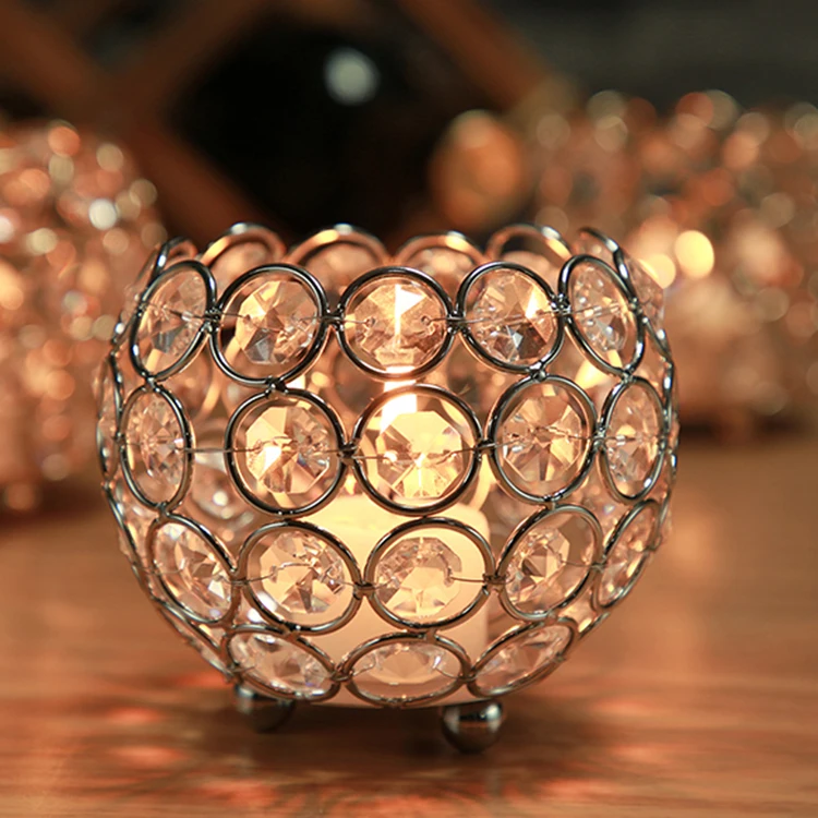 Crystal Candle Holder Nordic Table Dinner Metal Candlestick Cup Gold Silver Decoration Bougeoir Wedding Centerpiece FC160 | Дом и сад