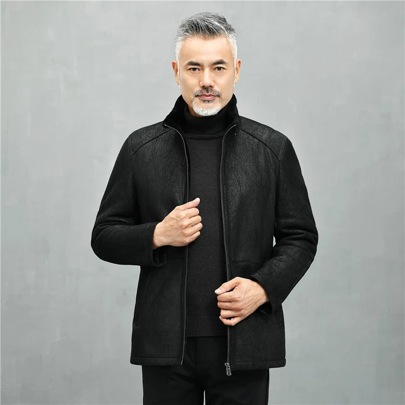 

In Winter and New Style One Men's Short Detachable Hat Genuine Jacket Men Real Leather Fur Coat