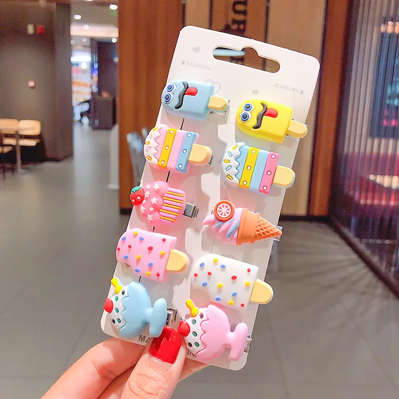 

2021 New Girls Cute Cartoon Ice Cream Unicorn Hair Clips Kids Lovely Hairpins Headband Barrettes Fashion Hair Accessories