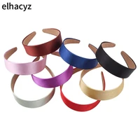 8pcslot new chic lady smooth solid satin hair band plain alice headbands 4cm wide hairband ribbon women girls hair accessories