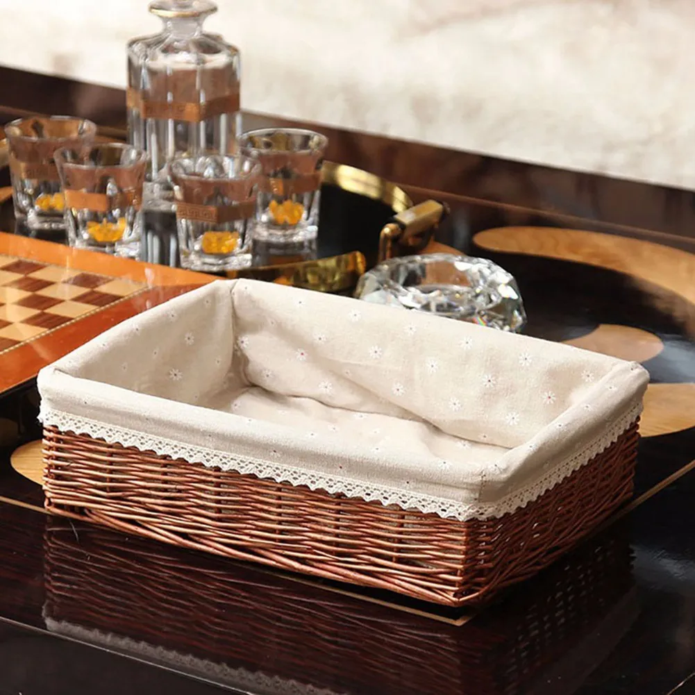 

1PCS Multifunctional Handmade Wicker Bread Basket For Home Candy Sundries Organizer Wicker Storage Basket Wicker Storage Box