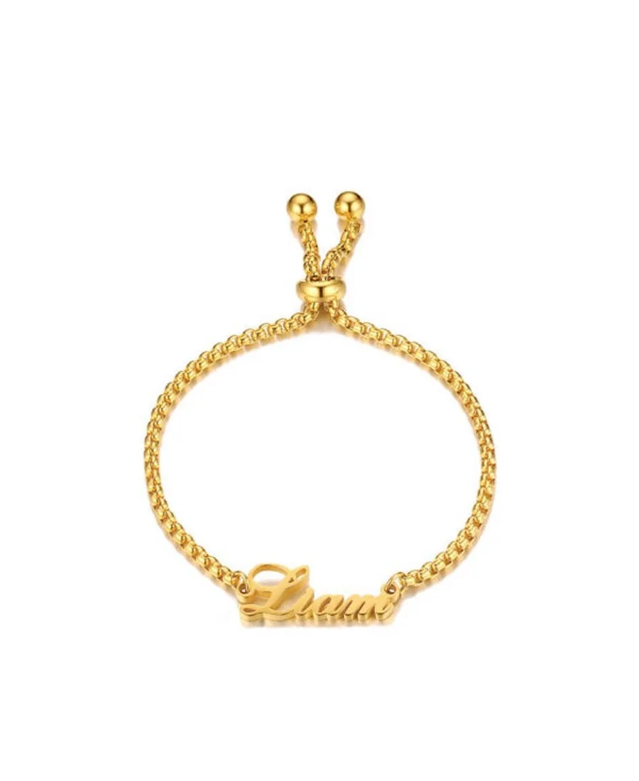 Popular Customized Name Bracelet Adjustable Name Chain Bangle Stainless Steel Personalized Letter Bracelets Women Birthday Gifts