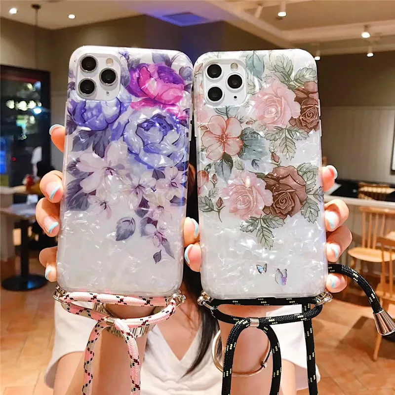 Подходит foriPhone11pro мобильный телефон натуральная основа цветок кластера мягкое