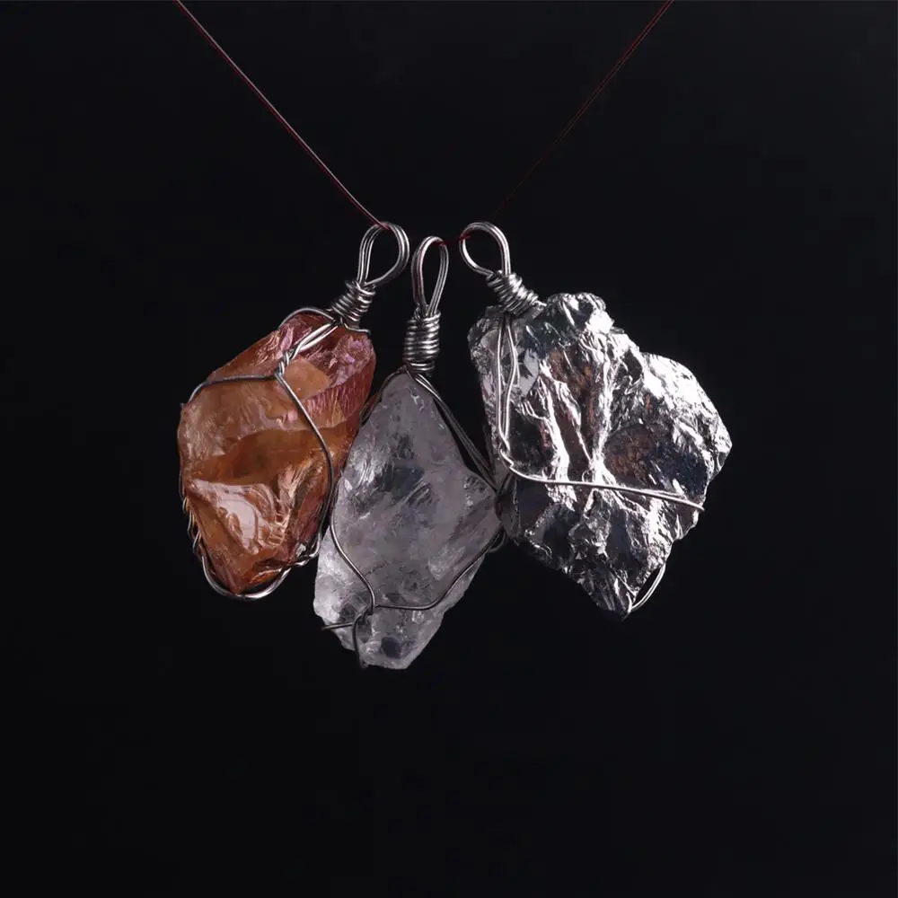 

12pcs/lot Natural Stone irregularity Smokey quarts Necklace Pendants Healing Quartz Treat Crystal Charm for Jewelry Making Free