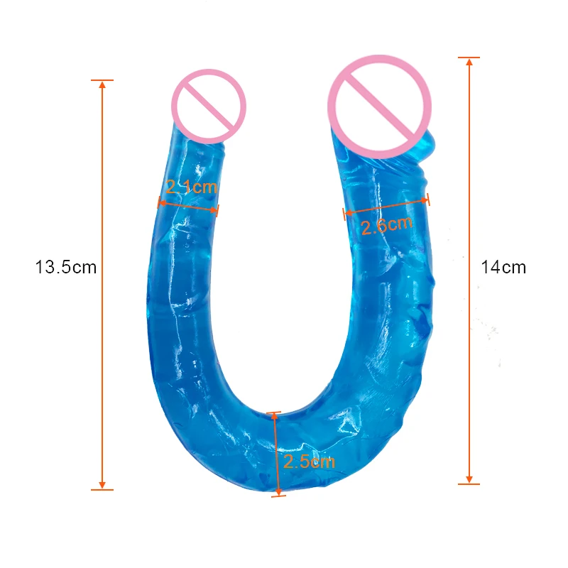 Двойной фаллоимитатор u образной формы большой гибкий мягкий Желейный