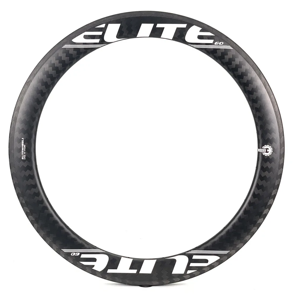 ELITEWHEELS 700c 60 мм бескамерный клинчерный обод из углеродного волокна трубчатый 12k Twill