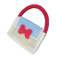 2021 wholesale summer red butterfly buckle knot red portable blue flip beaded bag pearl handbag clutches