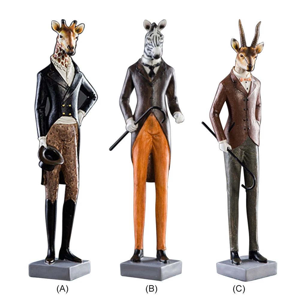 

Animal Ornaments British Style Gentleman Zebra Antelope Giraffe Statue Living Room Decoration Display Products Home Decoration