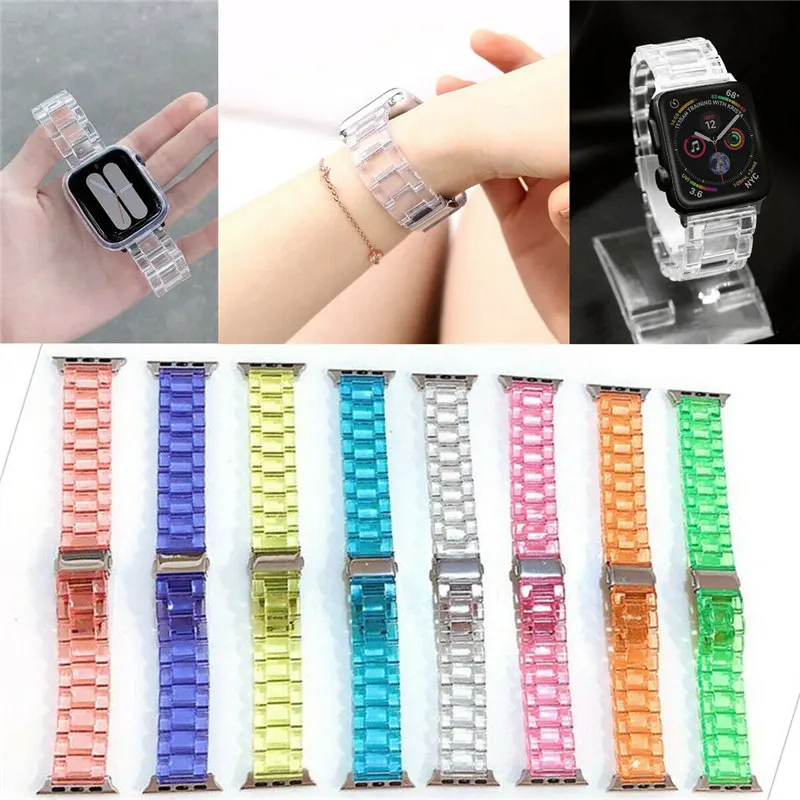 

PC Clear Wrist Strap Bracelet for Apple Watch Series 6 5 4 3 2 1 SE iwatch Band 38-44mm