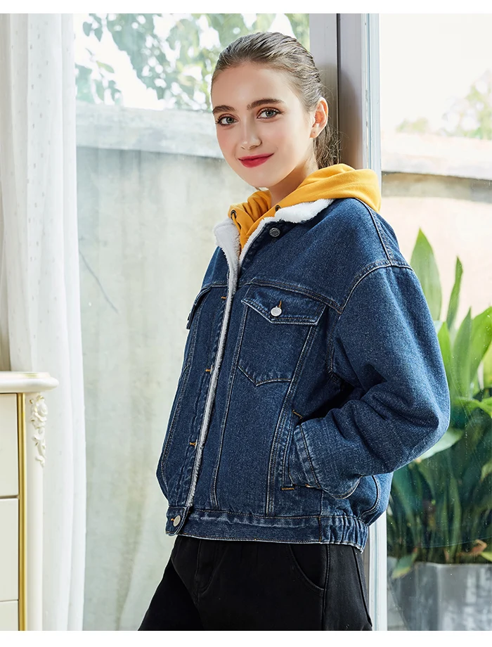 Женская теплая джинсовая куртка LEIJIJEANS, повседневная куртка из денима с начесом, новая модель 9250R большого размера на зиму