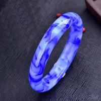 natural blue white jade bangle bracelet genuine jadeite hand carved fashion charm jewelry accessories amulet for men women gifts