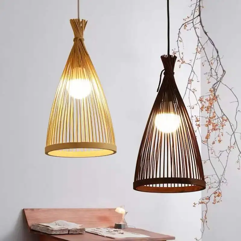 

Bamboo Weaving Pendant Light Chinese Living Room Hotel Hanging Lighting Hotpot Store Chandelier Bamboo Art Pendant Light