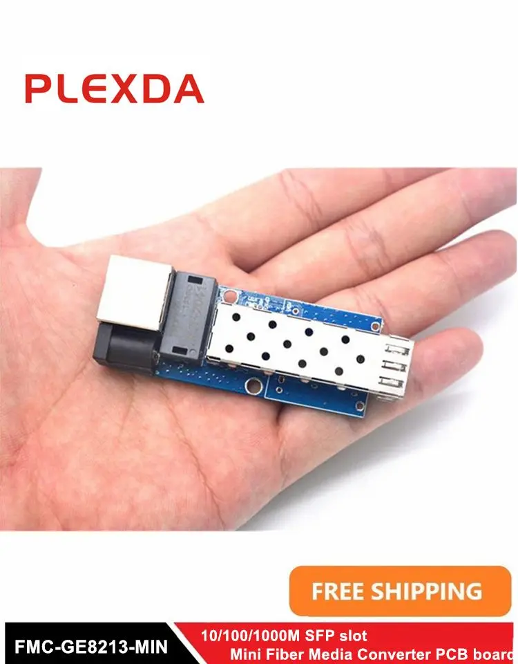 Фото Мини-волоконный медиаконвертер Plexda с слотом SFP 10/100/1000M, трансивер 10/100/1000Base-TX в 1000Base-FX (FMC-GE8213-MIN) №4
