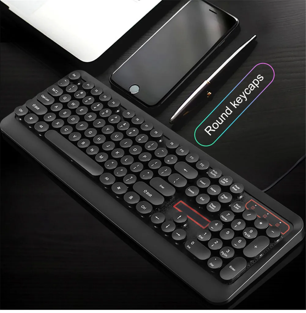 USB Проводная игровая клавиатура RGB Механическая с подсветкой ощущение клавиатуры для Macbook lenovo круглые брелки PC компьютерная клавиатура геймер