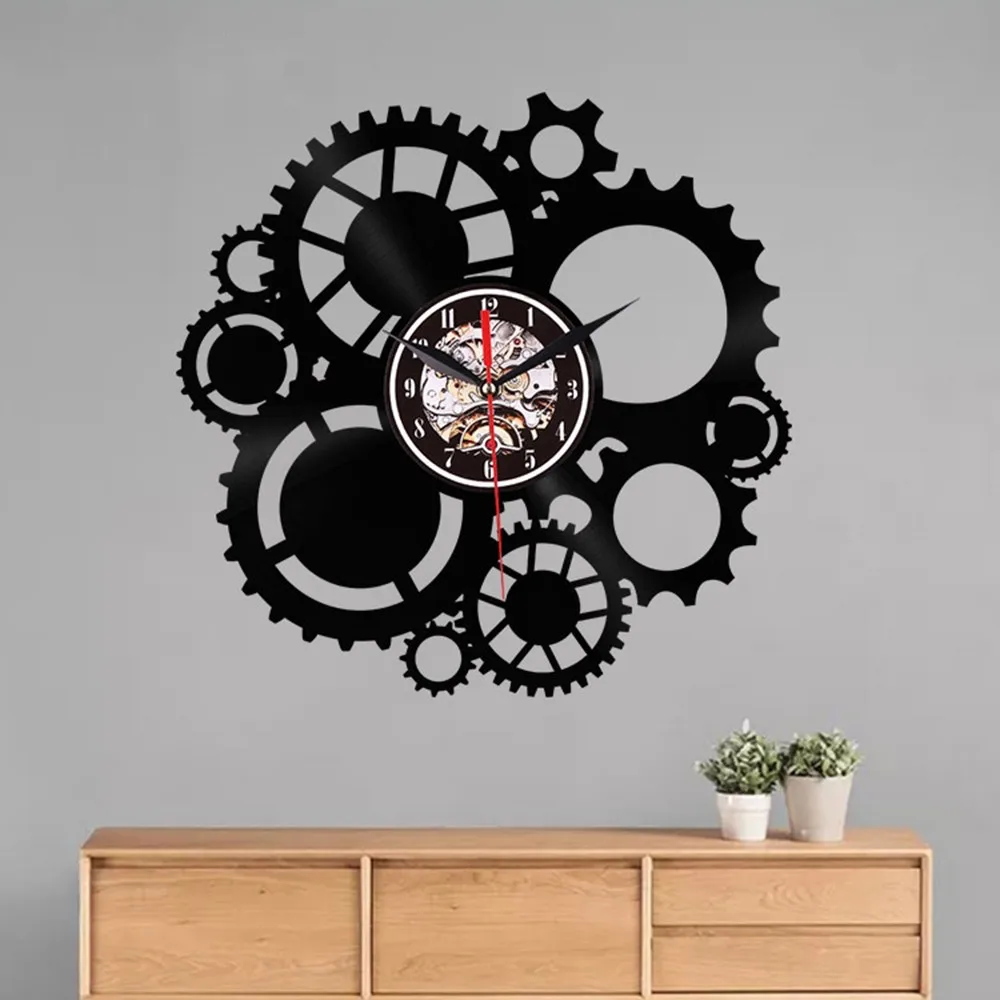 1 шт. шестерни винтажные часы настенные механизм s Cogwheel стимпанк виниловые
