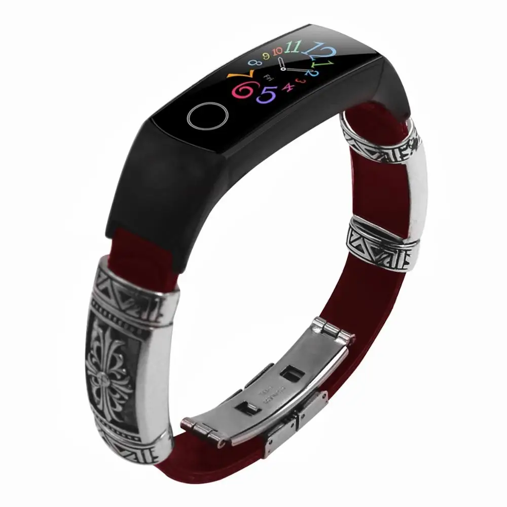 Кожаный и металлический ремешок для Honor Band 5 4 сменные браслеты Huawei 4/5 модные