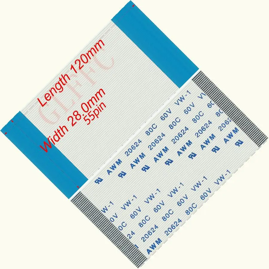 55pin 0 5 Шаг 120 мм 15000 A Тип Гибкий плоский кабель FFC awm 20624 ROHS для TTL LCD DVD