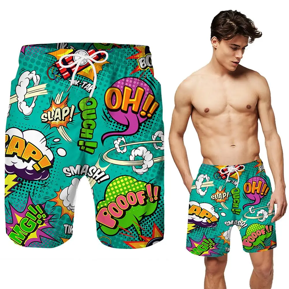 Мужские пляжные шорты с цифровым принтом и завязками Спортивные Повседневные