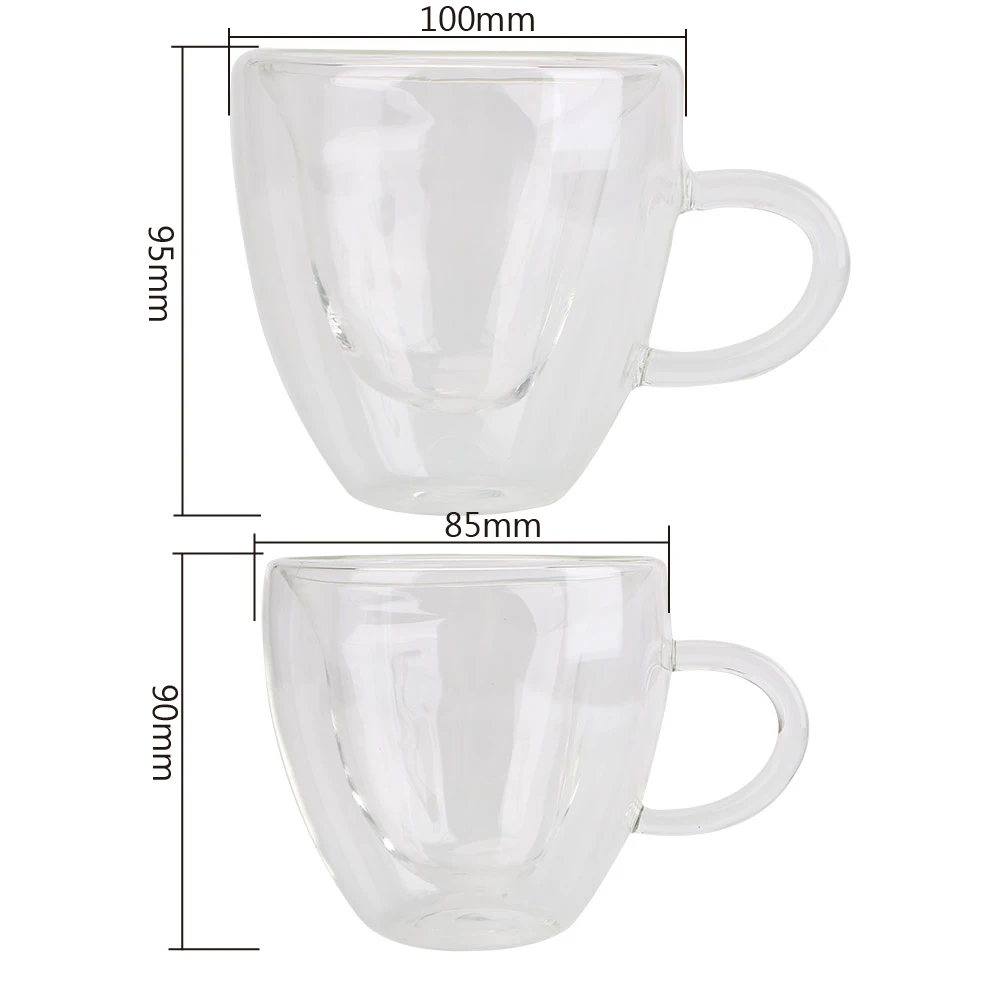 

180ml/240ml Heart Love Shaped Tea Beer Mug Juice Cup Coffee Cups Mug Gift Double Wall Glass Mug Heat-Resisting Drinkware mug