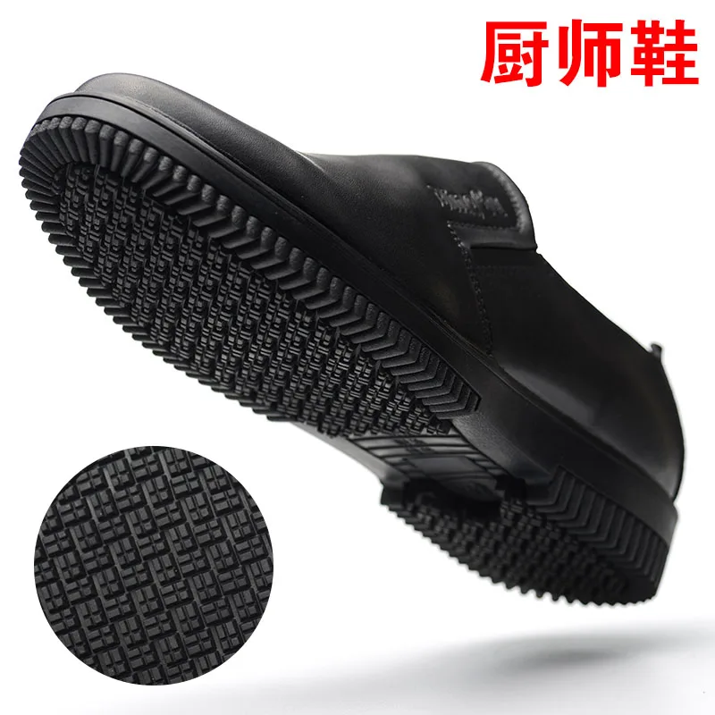 Новинка Черные ботинки Мужская защитная обувь для кухни Нескользящая