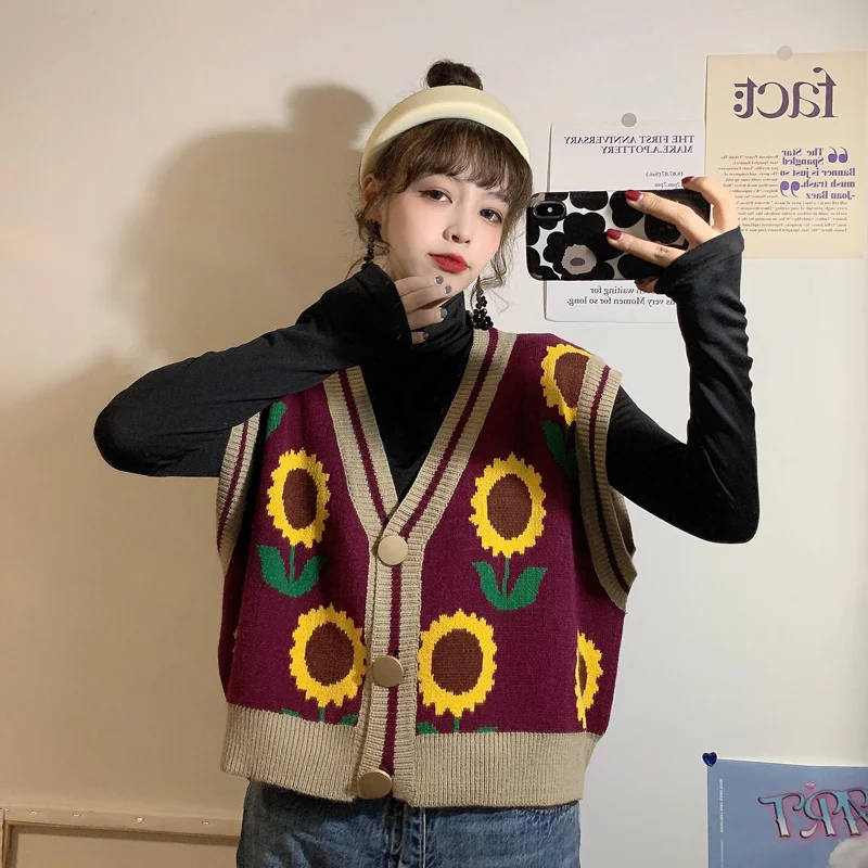 Vest Women Spring Artistic Loose Vintage College Knitted Ins All-match Soft Outwear Daily Cropped Students Design Retro Teens BF | Женская