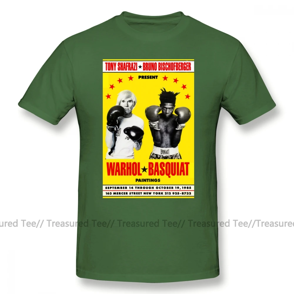 Basquiat футболка Basquiat Warhol Poster T-Shirt 5x футболка с коротким рукавом Хлопковая мужская забавная Футболка с принтом - Цвет: Army Green