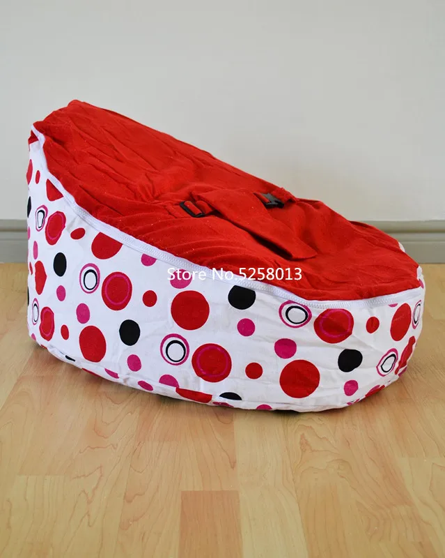 Удобные детские кресла мешки в горошек с красным рисунком Детская сумка мешок