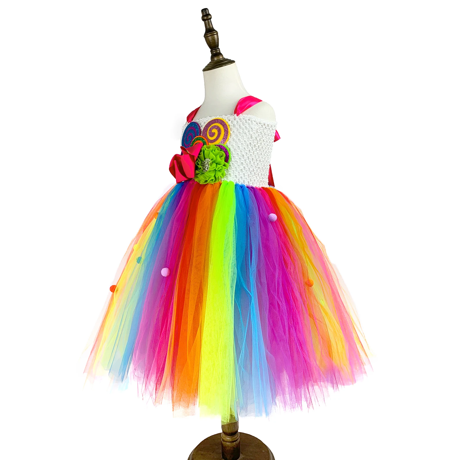Милое Радужное платье-пачка для девочек платье длиной до щиколотки с красочными