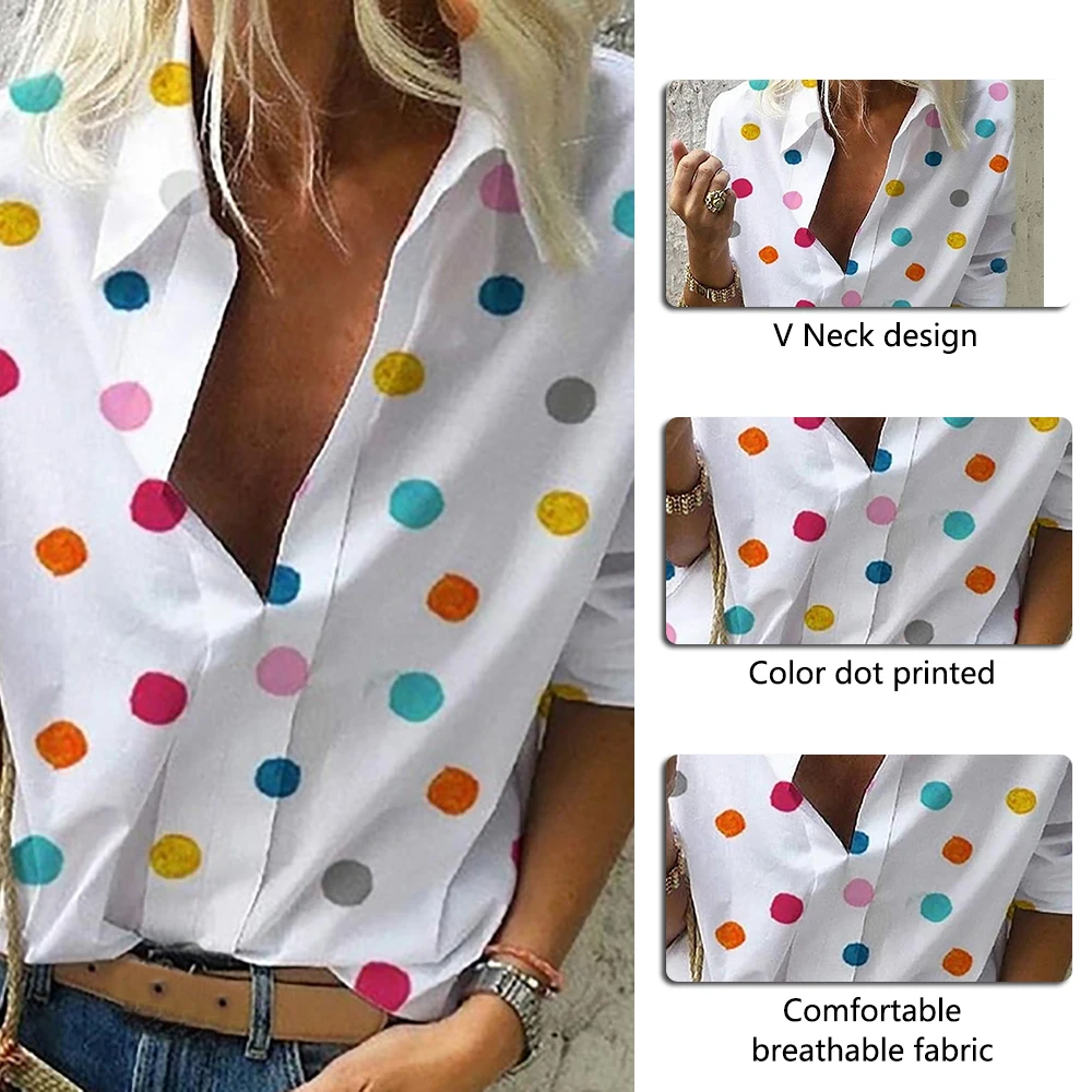 

HEFLASHOR Bohemia Dot Print Blouse Women Pull Blusas Casual Summer Tops Ladies Shirt Chemisier Femme Plus Size Hawaiian Shirt