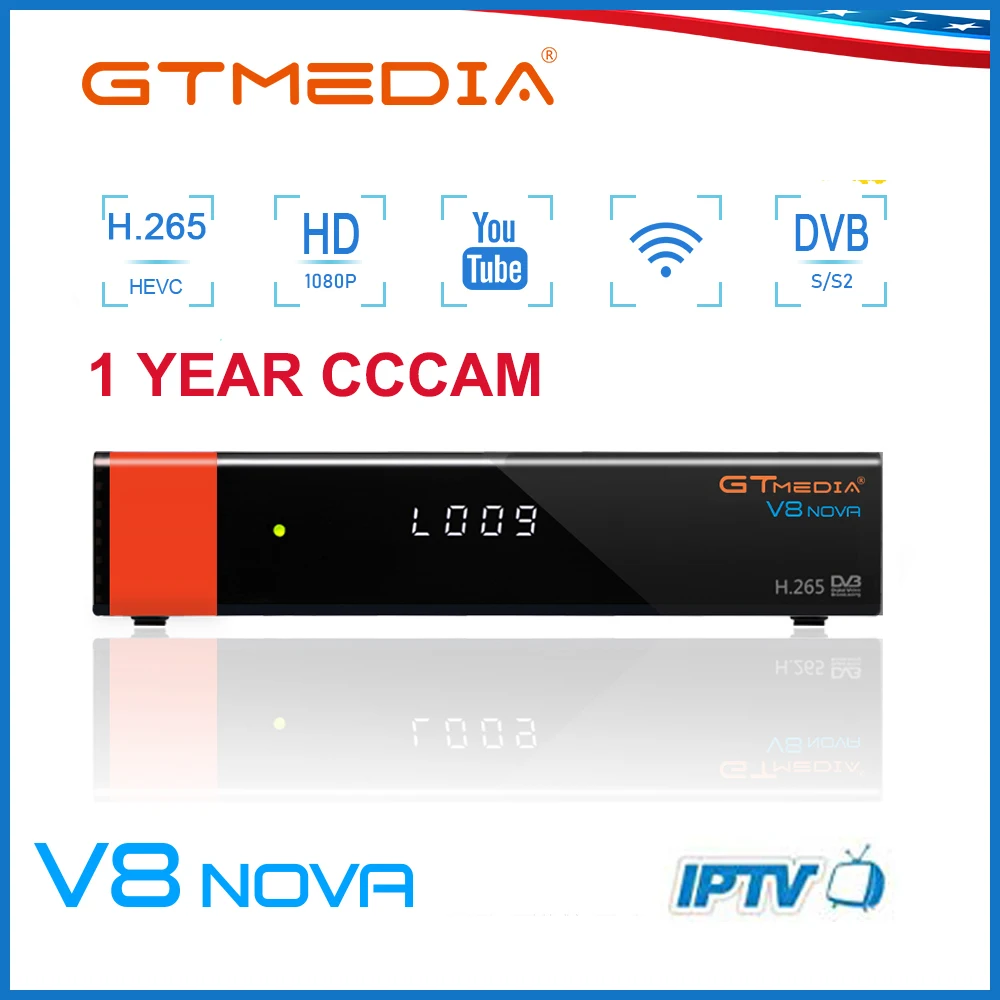 Gtmedia V8 NOVA спутниковый тюнер Поддержка PowerVu Biss ключ Newcam CCCAM IP tv Youtube, HD 1080P встроенный WiFi же V9 супер ТВ приставка