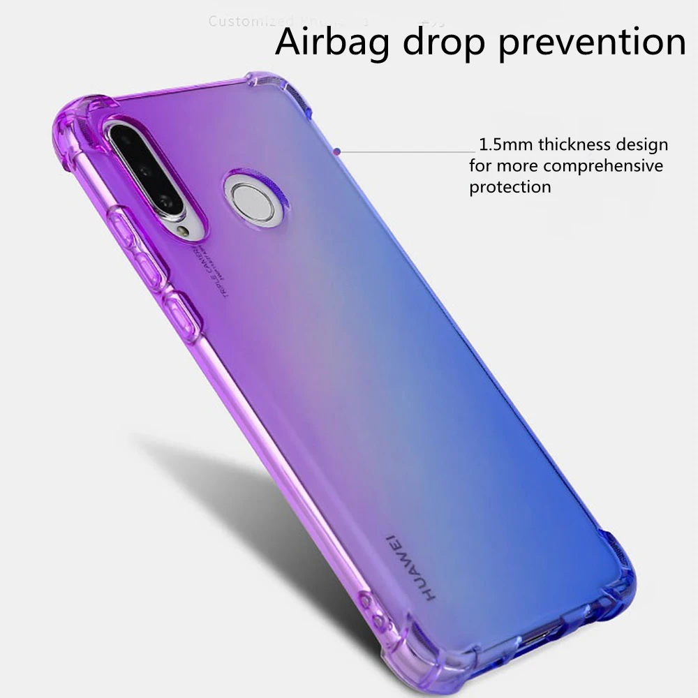 2019 Роскошный чехол для Huawei P20 Lite Модный мягкий с градиентом телефона huawei P30 Mate 20 Pro