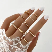 sindlan 9pcs vintgae crystal gold rings for women punk simple geometric set female 2021 trend jewelry anillos mujer bague femme