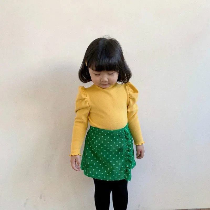 

Spring 2022 Korean Style Children Cotton Clothing Kids Girls Casual Bottoming Shirt Cute Soft, #9344