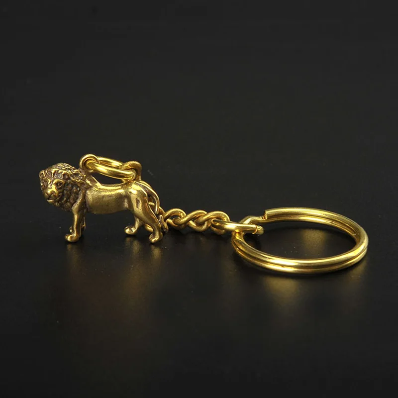 Винтажный медный маленький брелок со львом мужские подвески для автомобильных