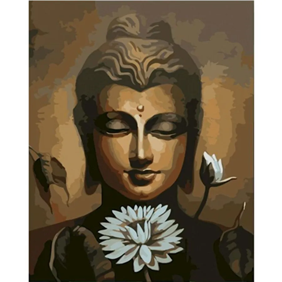 

Diy Painting By Numbers Digital Oil Painting with Frame Buddha Religious Icon Home Decor Handmade Art Hobbies for Adults