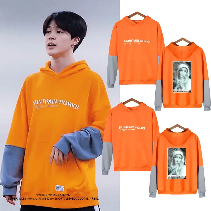 Новая модная одежда Jimin Kpop для мужчин/wo мужчин с длинным рукавом поддельные из