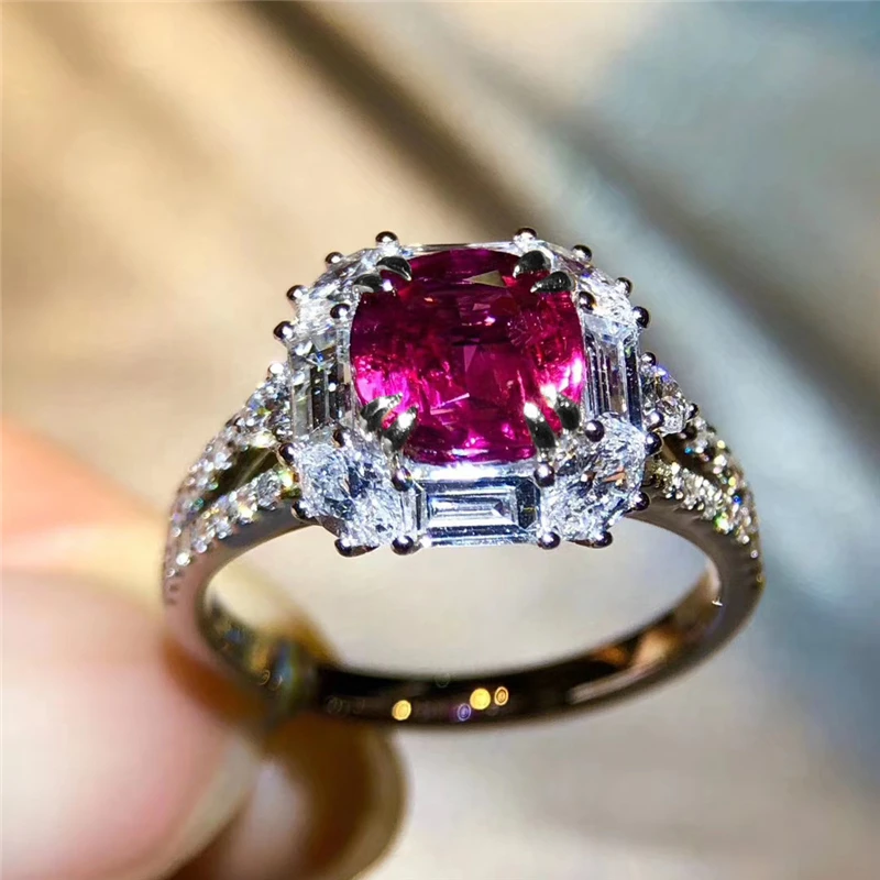 Ekopdee винтажные классические обручальные кольца с гранатом и красным фианитом для женщин большое циркониевое регулируемое кольцо ювелирные изделия на годовщину