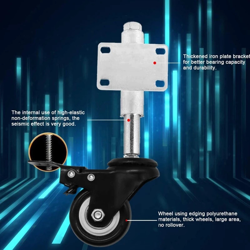 

2 Inch PU Spring Loaded Gate Swivel Caster Fence Hardware Swivel Gate Wheel with Brake 110Lbs Load Cap