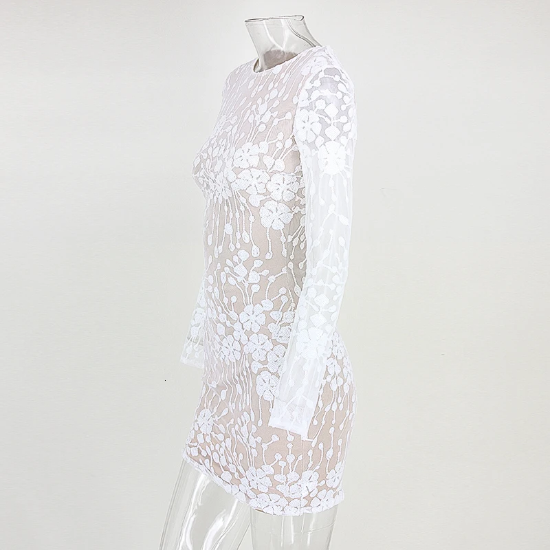 Joyfunear кружева шить Froral Для женщин мини-платье Новые летние Vestido O шеи пляж блесток белое платье партии Bodycon блесток платья
