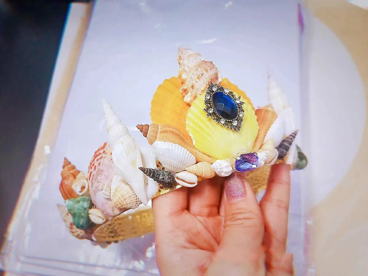 Головной убор Русалка ореол жемчужная оболочка Корона гребешок раковина