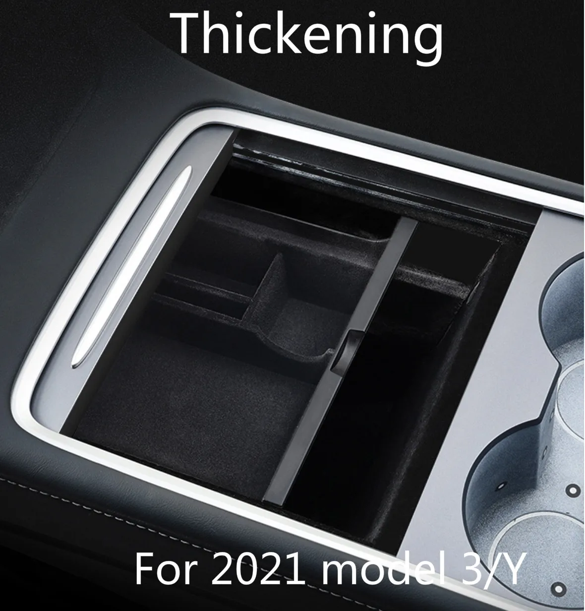 

For Tesla Model 3 Y 2021 Accessories Center Console Flocking Organizer Containers Car Interior Car Central Armrest Storage Box