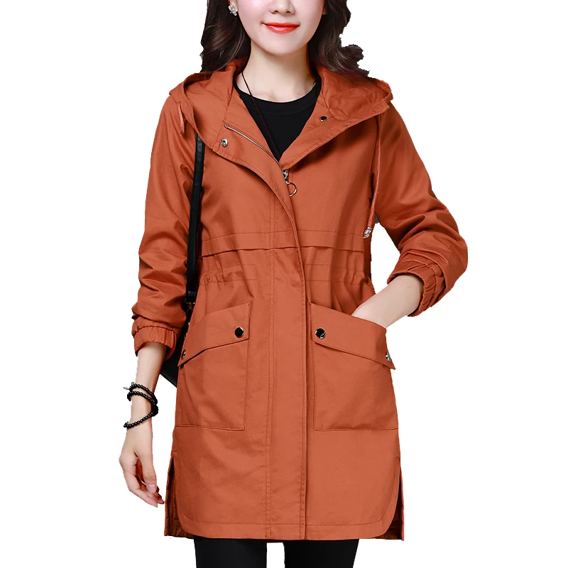 Осенняя Женская ветровка пальто средней длины Корейская новая свободная