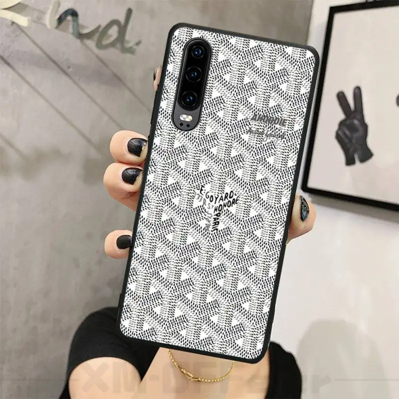 

French Goyard Design Colorful Phone Case Black TPU For Huawei P20 P30 P40 Pro Mate Pro Lite Plus Smart Nova 5t Cover Carcasa