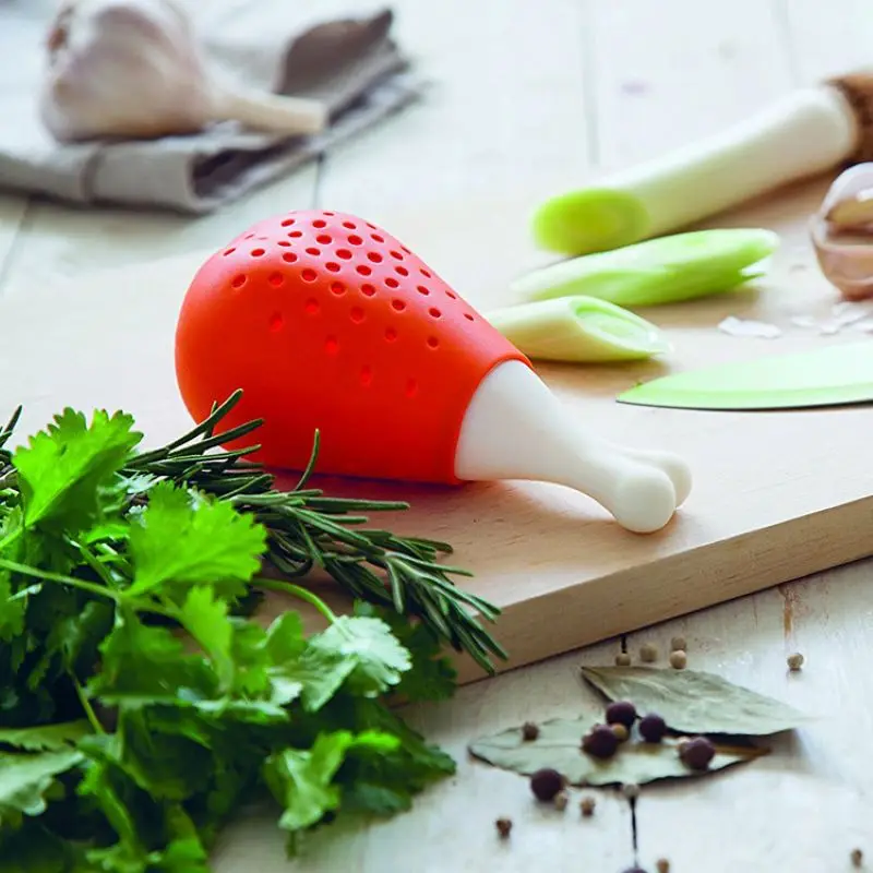 

Food Grade Silicone Spice Filter Creative Chicken Leg Shape Spice Tea Ball Strainer Infuser Seasoning Bag Strainers Accessories
