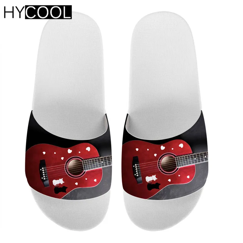 

HYCOOL Guitar Printing Men's Slippers Couple Flip Flops Casual Summer Male Comfortable Chaussures Femme Soft Slides