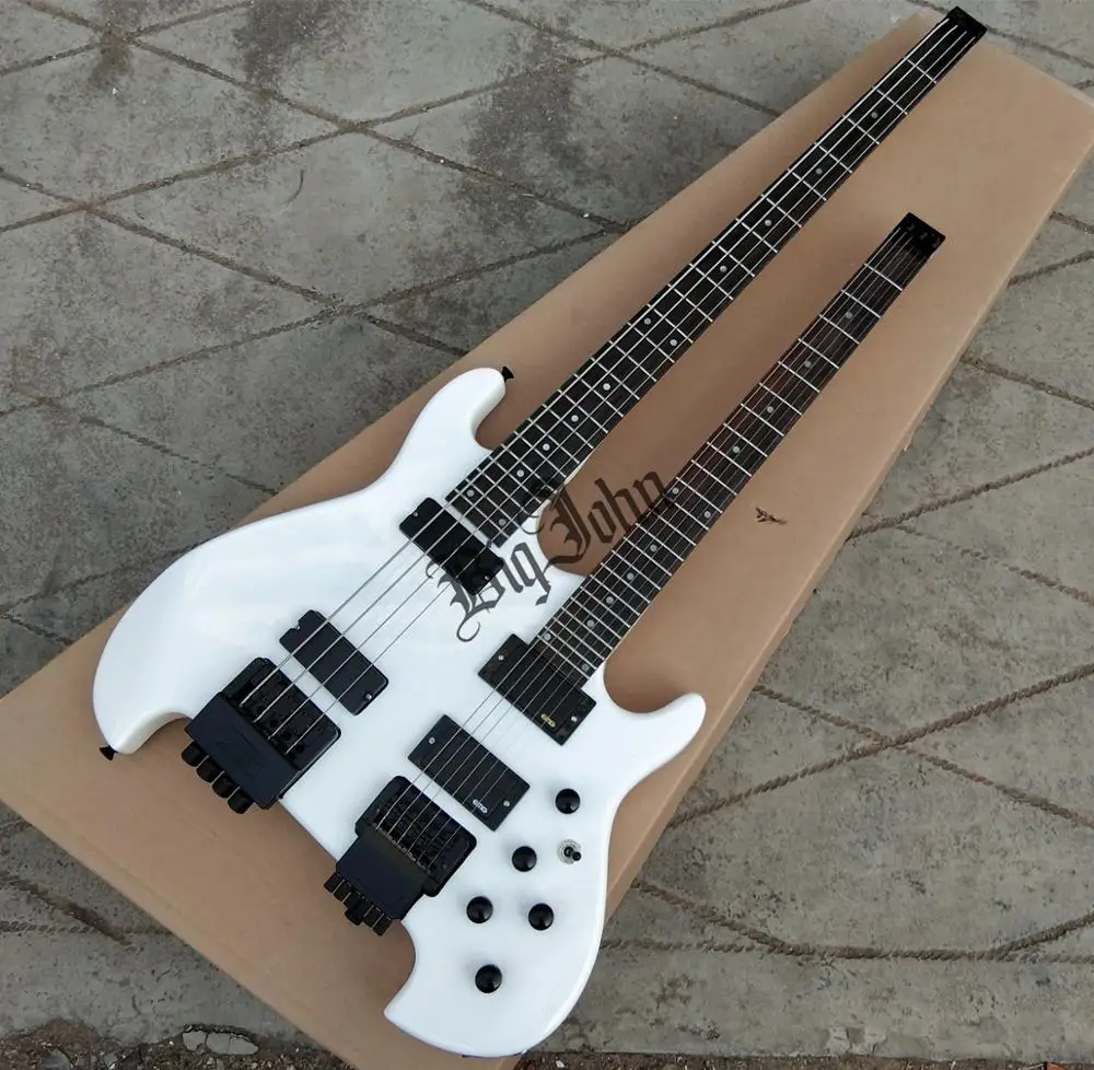 Электрическая гитара с двойной горловиной 4 струнами верхними басами и 6 нижняя